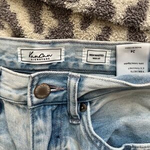 KanCan Signature High Waisted Wide Leg Jeans - Light Blue